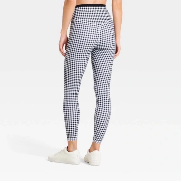 JoyLab- Women’s High Rise Piped 7/8 Leggings Black and White Gingham - Picture 2 of 8